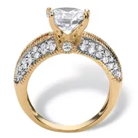 DiamonArt® Womens 5 1/2 CT. T.W. White Cubic Zirconia 14K Gold Over Silver Round Engagement Ring