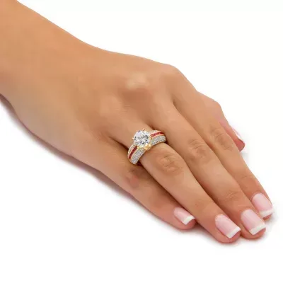 DiamonArt® Womens 5 1/2 CT. T.W. White Cubic Zirconia 14K Gold Over Silver Round Engagement Ring