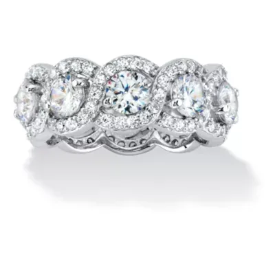 DiamonArt® 8MM 4 1/2 CT. T.W. White Cubic Zirconia Platinum Over Silver Round Band