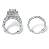 DiamonArt® Womens 5 CT. T.W. White Cubic Zirconia Platinum Over Silver Square Bridal Set