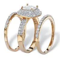 DiamonArt® Womens 2 1/3 CT. T.W. White Cubic Zirconia 14K Gold Over Silver Square Bridal Set