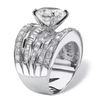 DiamonArt® Womens White Cubic Zirconia Platinum Over Silver Round Engagement Ring