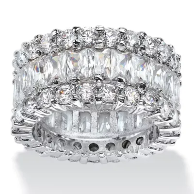 DiamonArt® 12MM White Cubic Zirconia Platinum Over Silver Rectangular Band