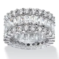 DiamonArt® 12MM White Cubic Zirconia Platinum Over Silver Rectangular Band