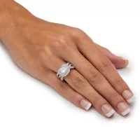 DiamonArt® Womens 1 7/8 CT. T.W. White Cubic Zirconia Platinum Over Silver Square Bridal Set