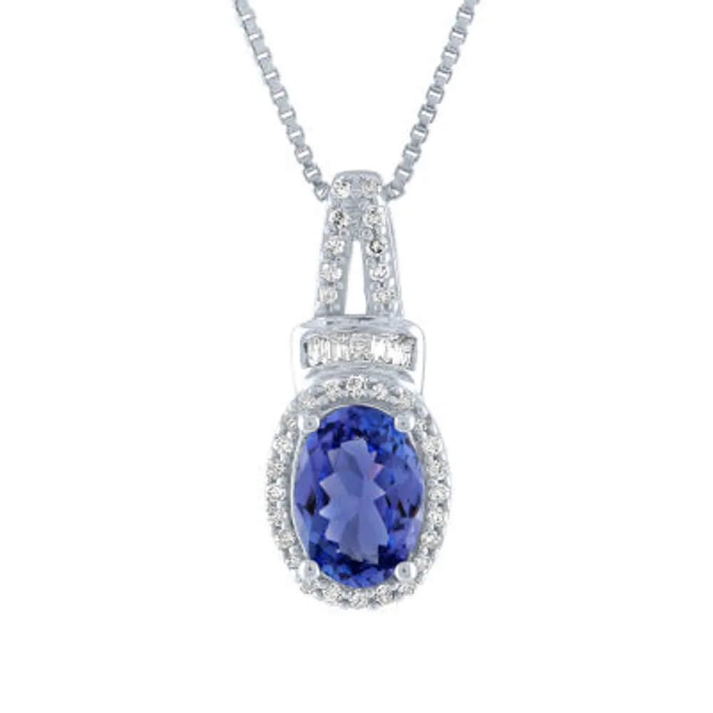 Womens 1/ CT. T.W. Genuine Tanzanite 10K Gold Pendant Necklace