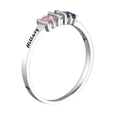 Womens Simulated Multi Color Stone Sterling Silver Square Cocktail Ring