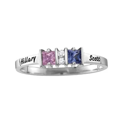 Personalized Womens Simulated Multi Color Stone 10K Gold Square Cocktail Ring
