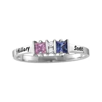 Personalized Womens Simulated Multi Color Stone 10K Gold Square Cocktail Ring