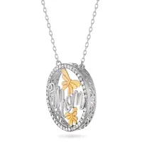 Mom Womens White Crystal 18K Gold Over Silver Sterling Silver Round Pendant Necklace