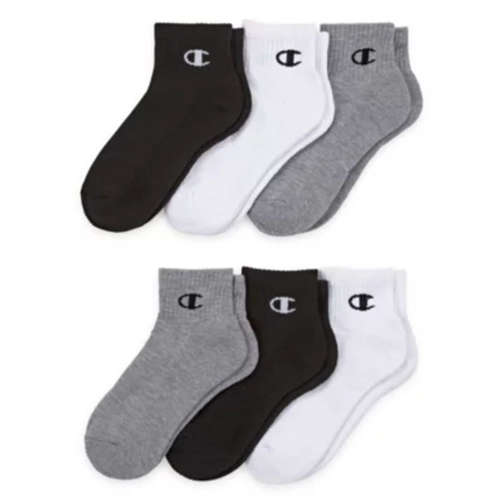 Champion Big Boys 6 Pair Quarter Ankle Socks