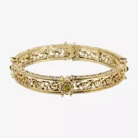 1928 Gold Tone Crystal Round Stretch Bracelet