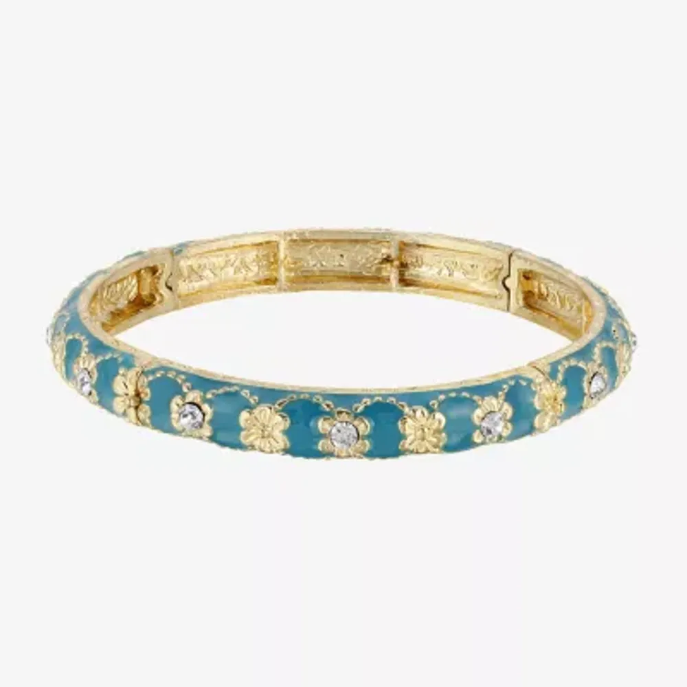 1928 Gold Tone Crystal Stretch Bracelet