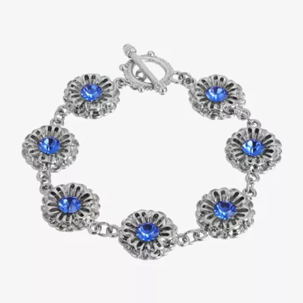 1928 Silver Tone Crystal Link Bracelet