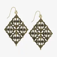 1928 Gold Tone Diamond Drop Earrings