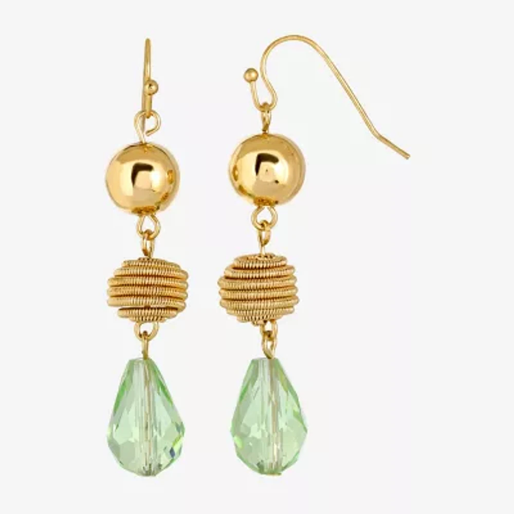 1928 Gold Tone Round Drop Earrings