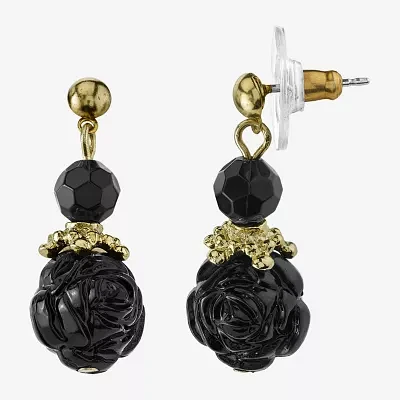 1928 Gold-Tone Flower Drop Earrings