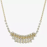 1928 Gold-Tone Crystal 18 Inch Link Round Statement Necklace