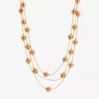 1928 Gold-Tone Simulated Pearl 16 Inch Link Strand Necklace