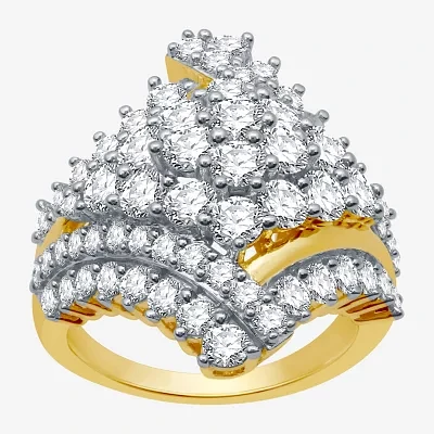 Womens / CT. T.W. Natural White Diamond 10K Gold Cluster Cocktail Ring