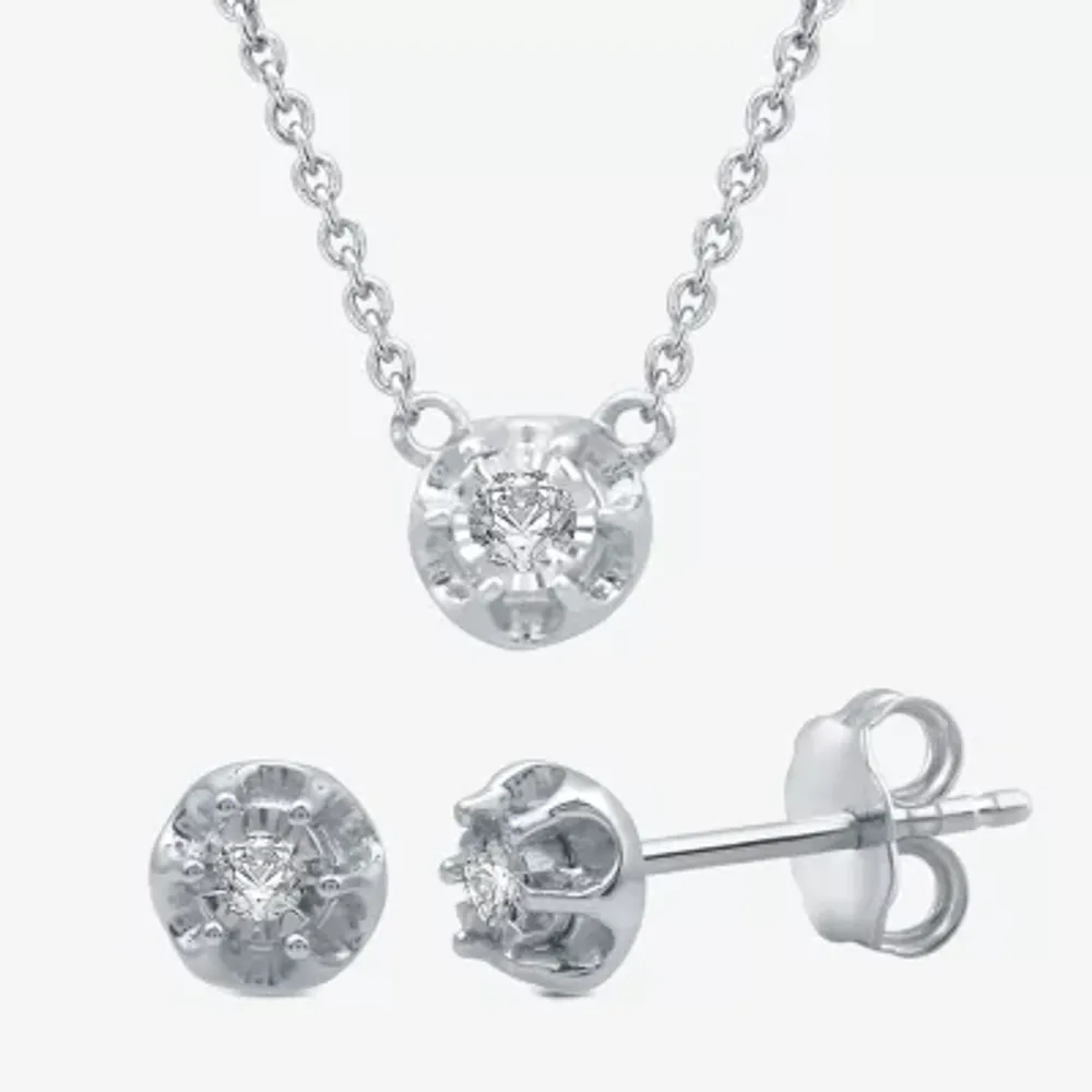 Diamond Accent Natural White Diamond Sterling Silver Round 2-pc. Jewelry Set