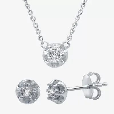 Diamond Accent Natural White Diamond Sterling Silver Round 2-pc. Jewelry Set