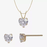 White Cubic Zirconia 10K Gold Heart 2-pc. Jewelry Set