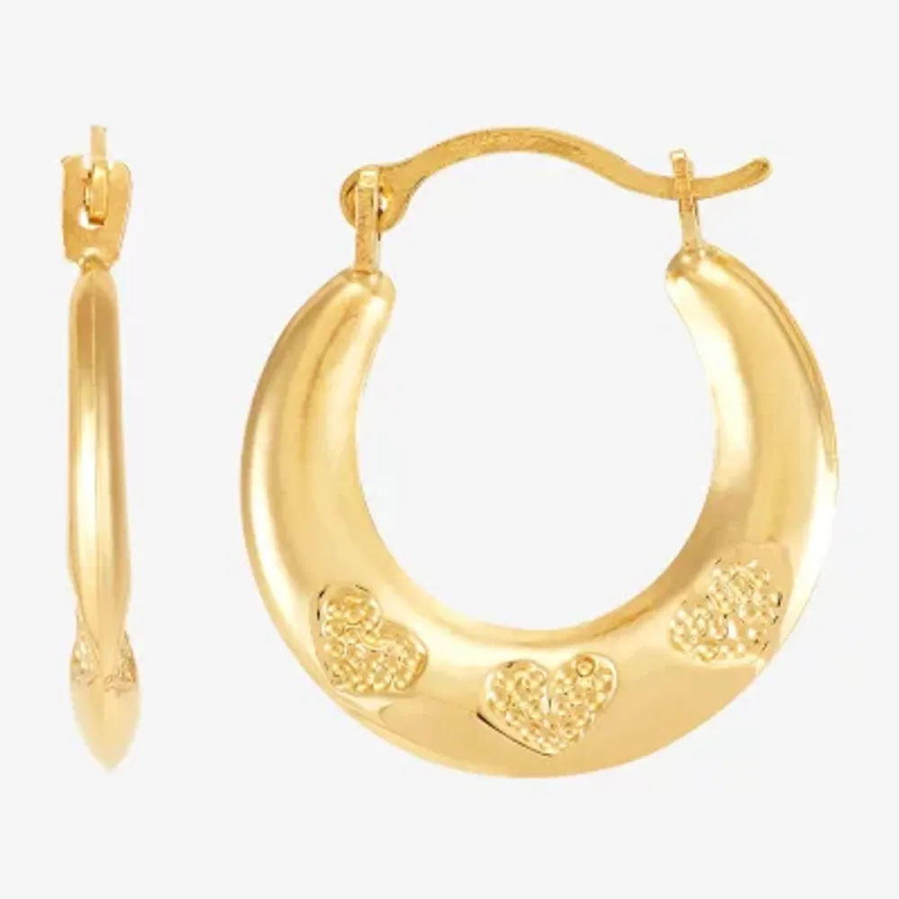 14K Gold 14.5mm Heart Hoop Earrings
