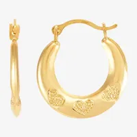 14K Gold 14.5mm Heart Hoop Earrings