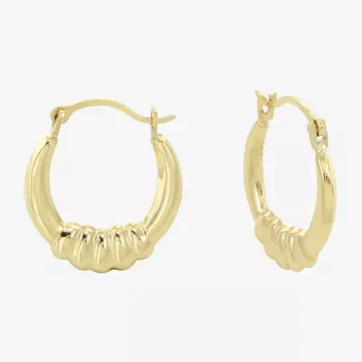 Womens 14K Gold 12mm Round Hoop Earrings