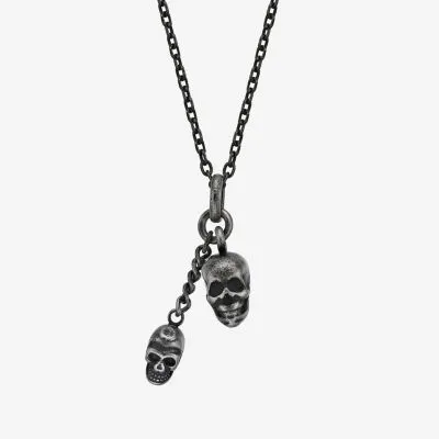 Mens Stainless Steel Skull Pendant Necklace