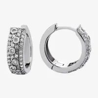 4 CT. T.W. White Cubic Zirconia Sterling Silver 15mm Round Hoop Earrings