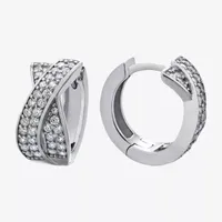 3/4 CT. T.W. White Cubic Zirconia Sterling Silver 15.5mm Round Hoop Earrings