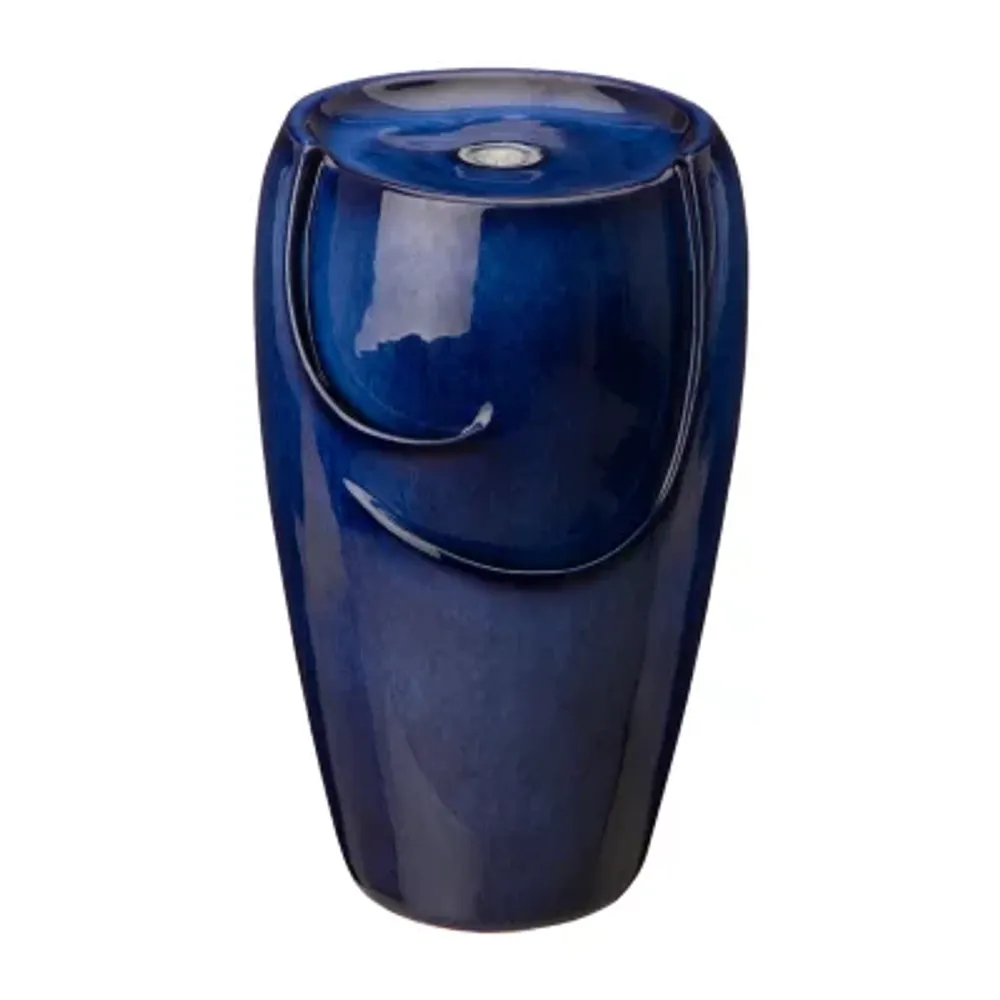 Glitzhome 20.5"H Cobalt Blue Ceramic Outdoor Fountain