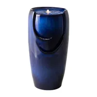 Glitzhome """29.25""""H Cobalt Blue Ceramic Pot""" Outdoor Fountains