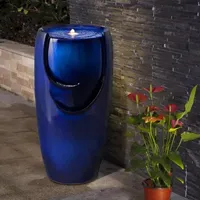 Glitzhome """29.25""""H Cobalt Blue Ceramic Pot""" Outdoor Fountains