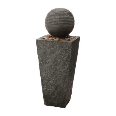 Glitzhome """31.75""""H Polyresin Sphere""" Outdoor Fountains