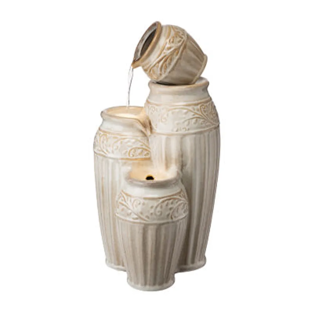 Glitzhome """27.25""""H Ceramic Pot""" Outdoor Fountains