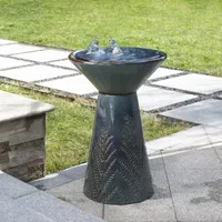 Glitzhome 27.5"H Turquoise Ceramic Outdoor Fountain