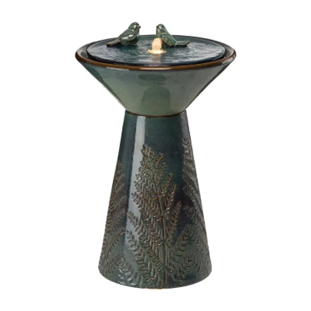 Glitzhome 27.5"H Turquoise Ceramic Outdoor Fountain