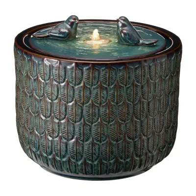 Glitzhome """14.75""""H Turquoise Ceramic""" Outdoor Fountains