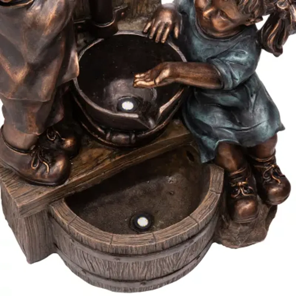 Glitzhome """25.5""""H Polyresin Sculptural""" Outdoor Fountains