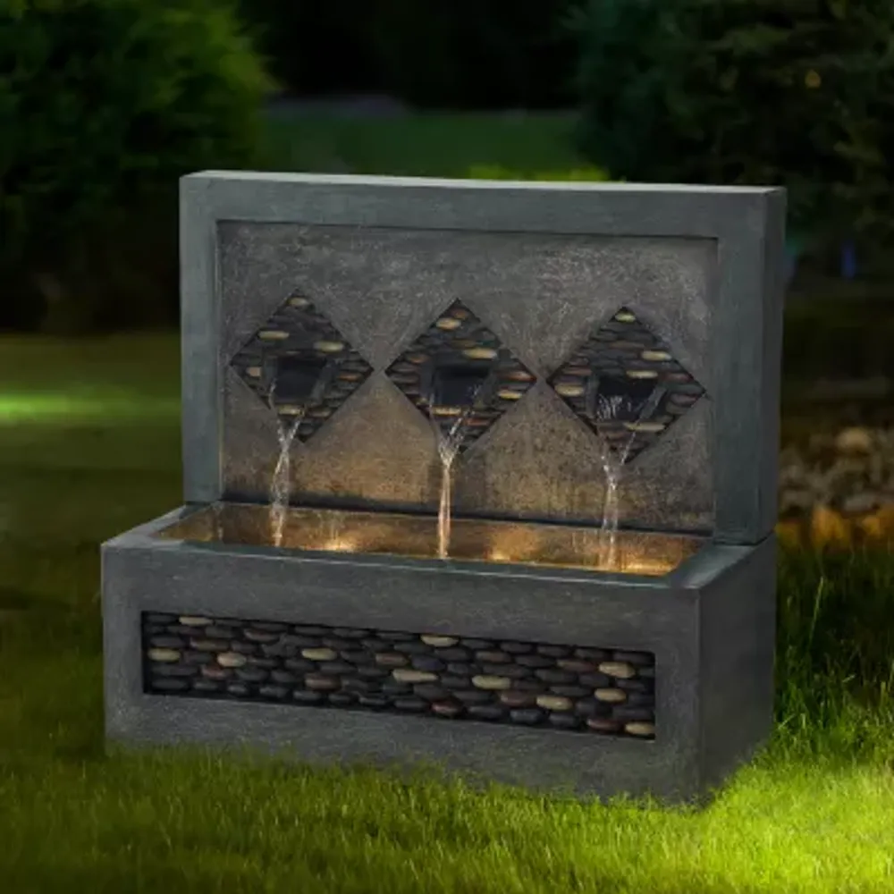 Glitzhome """30""""L Faux Concrete Polyresin""" Outdoor Fountains