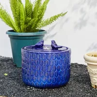 Glitzhome """13.5""""H Cobalt Blue Ceramic""" Outdoor Fountains