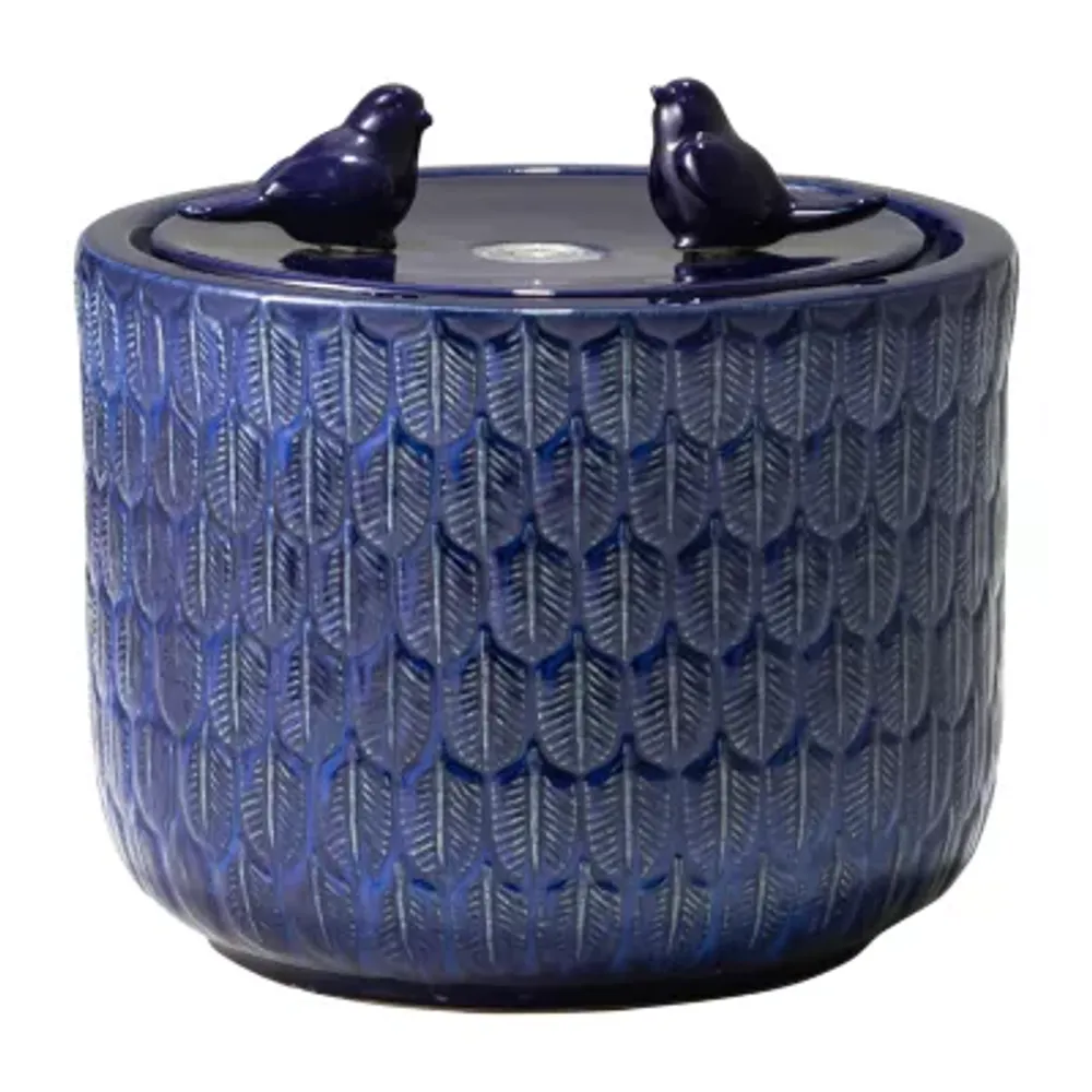 Glitzhome """13.5""""H Cobalt Blue Ceramic""" Outdoor Fountains