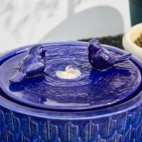 Glitzhome """13.5""""H Cobalt Blue Ceramic""" Outdoor Fountains