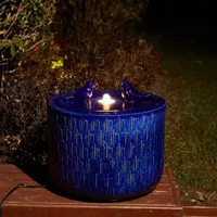 Glitzhome """13.5""""H Cobalt Blue Ceramic""" Outdoor Fountains