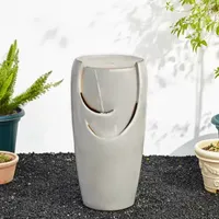 Glitzhome """29.25""""H Sand Beige Ceramic Pot""" Outdoor Fountains