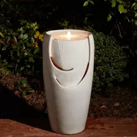 Glitzhome """29.25""""H Sand Beige Ceramic Pot""" Outdoor Fountains