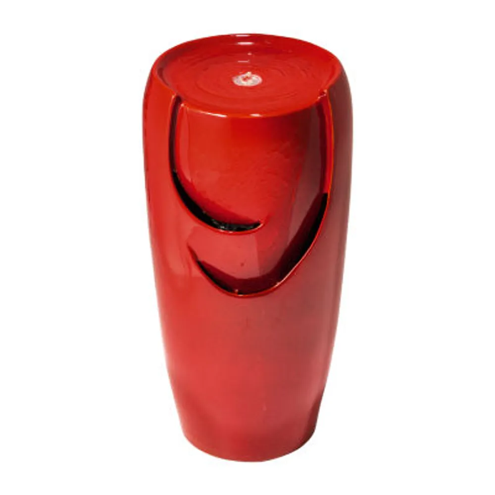 Glitzhome 29.25"H Red Ceramic Pot Outdoor Fountain